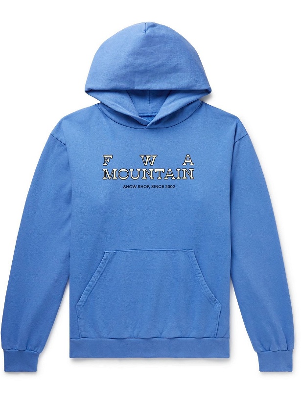 Photo: FRIENDS WITH ANIMALS - Logo-Print Cotton-Jersey Hoodie - Blue