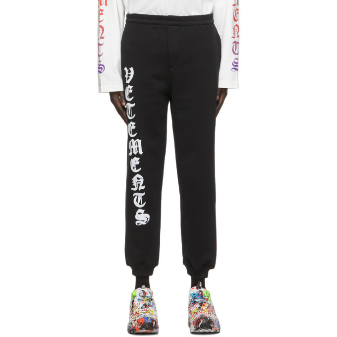 VETEMENTS Black Anarchy Gothic Logo Lounge Pants Vetements