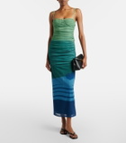 SIR Draped printed mesh maxi dress