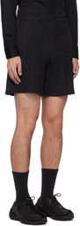 lesugiatelier Black Pin Tuck Shorts
