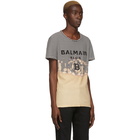 Balmain Black and Yellow Striped Tie-Dye T-Shirt