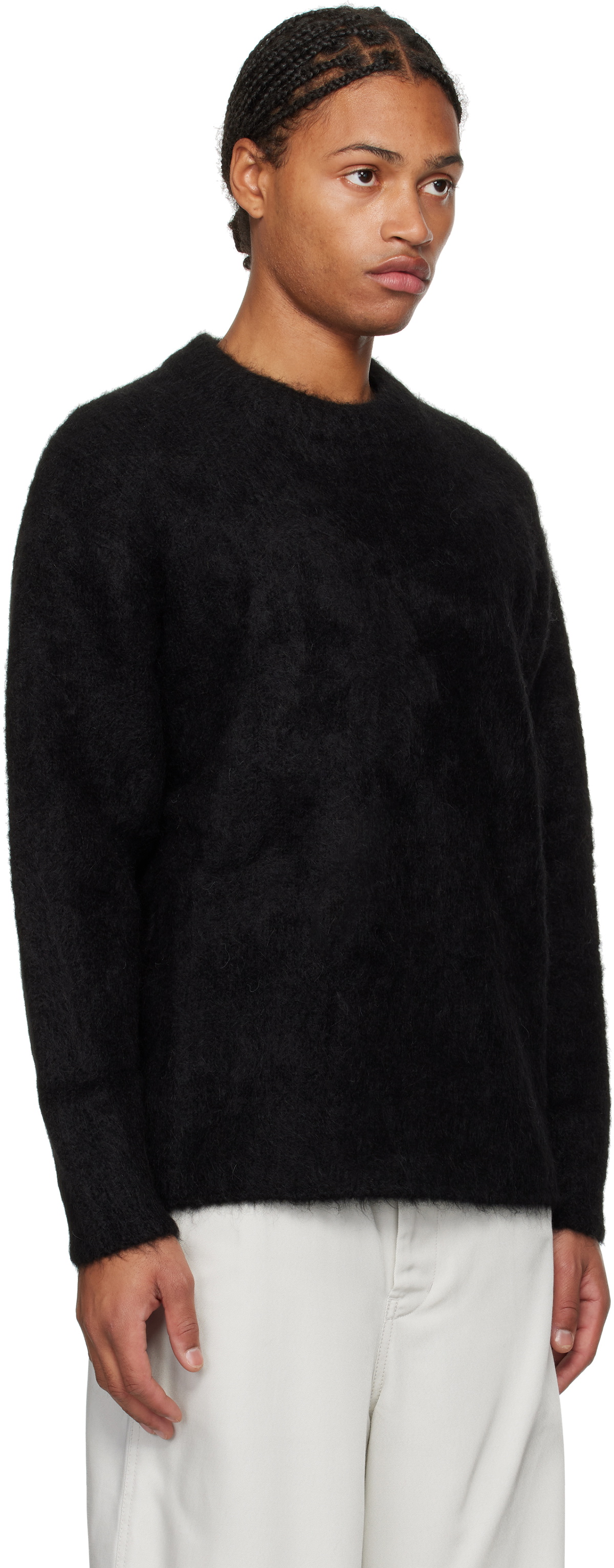 AMOMENTO Black Alpaca Round Neck Sweater