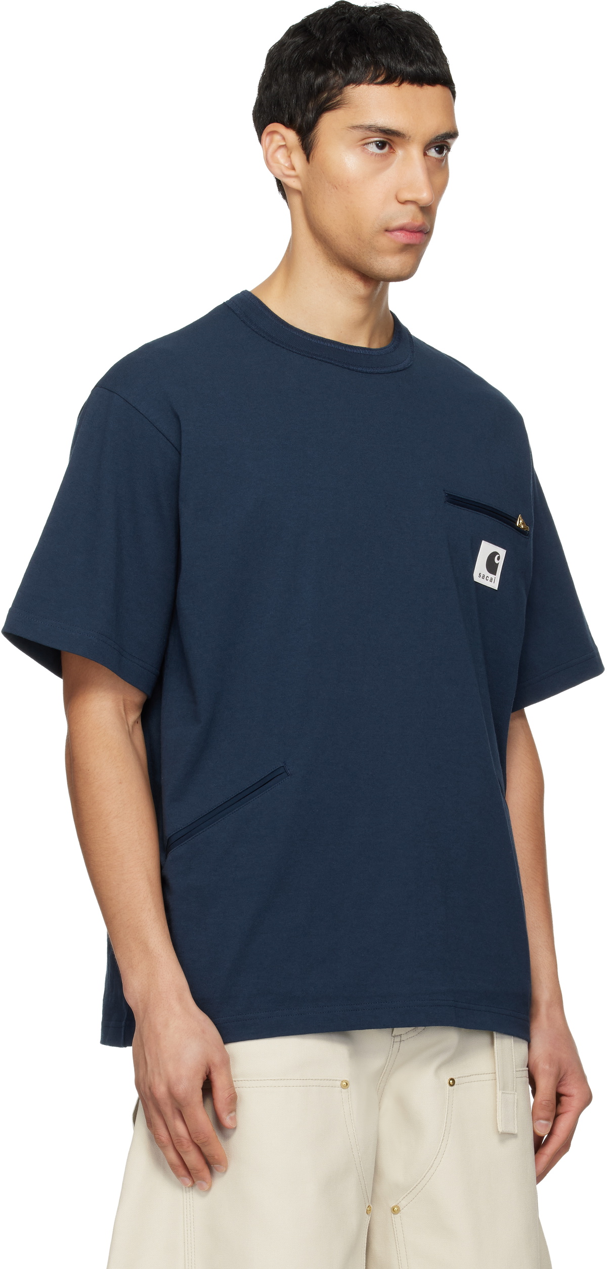 sacai Navy Carhartt WIP Edition Cotton Jersey T-shirt Sacai