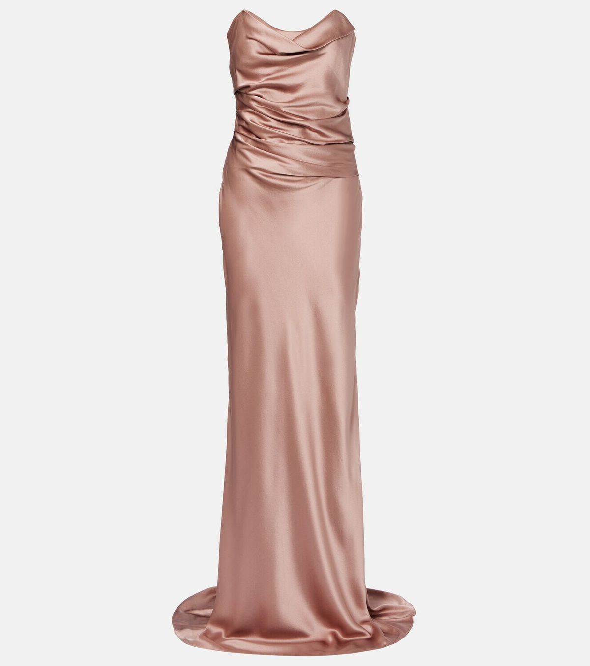 The Sei Ruched strapless silk satin corset dress