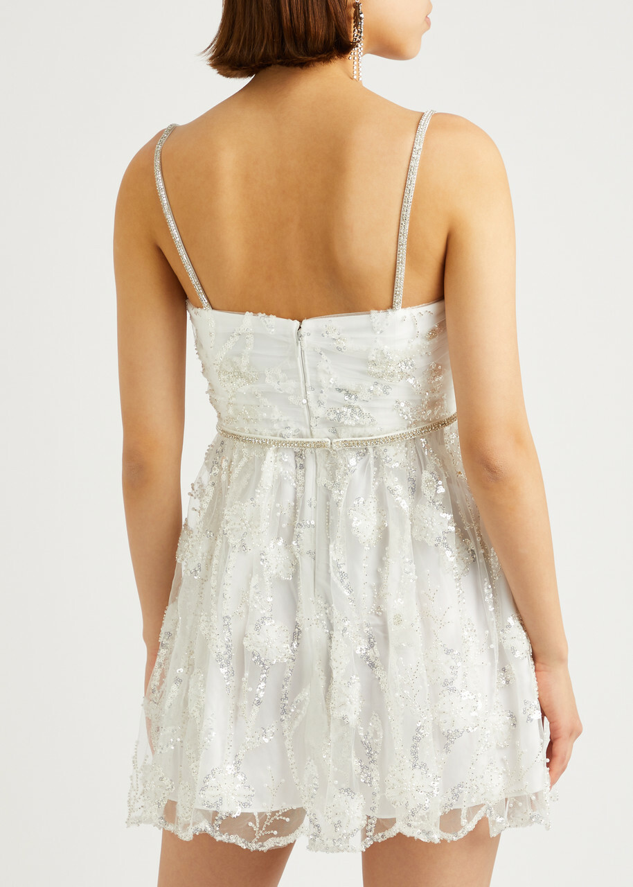Self-portrait Embellished Tulle Mini Dress White Self-Portrait