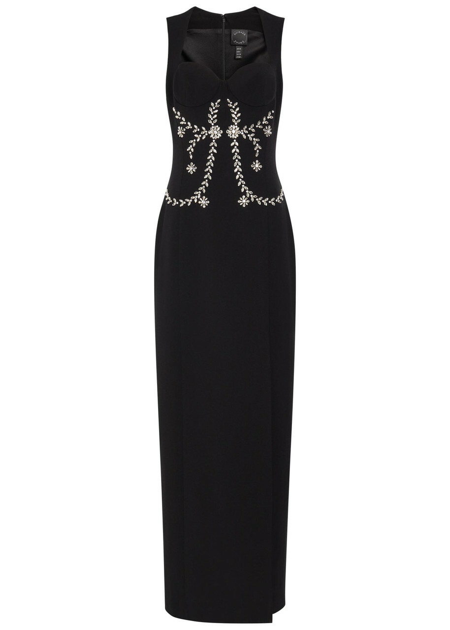 Huishan Zhang Izmara Crystal-embellished Crepe Maxi Dress Black