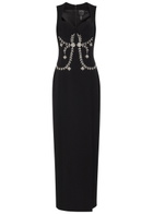 Huishan Zhang Izmara Crystal-embellished Crepe Maxi Dress Black