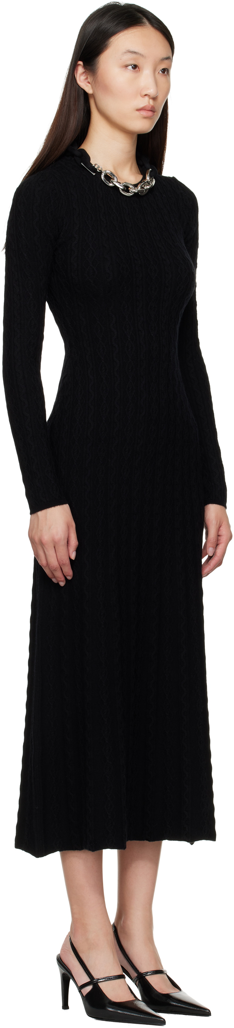 Rabanne Black Wool Maxi Dress