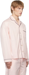 Tekla Pink Sateen Long-Sleeved Pyjama Shirt