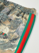 GUCCI - The North Face Tapered Webbing-Trimmed Printed Jersey Sweatpants - Green