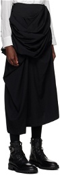 Yohji Yamamoto Black Draped Midi Skirt
