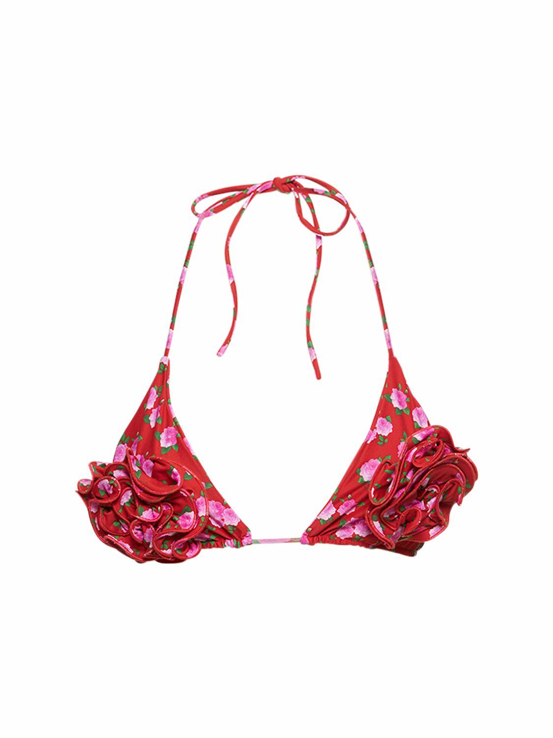 MAGDA BUTRYM Printed Triangle 3d Flower Bikini Top Magda Butrym MAGDA BUTRYM Printed Triangle 3d Flower Bikini Top Magda Butrym