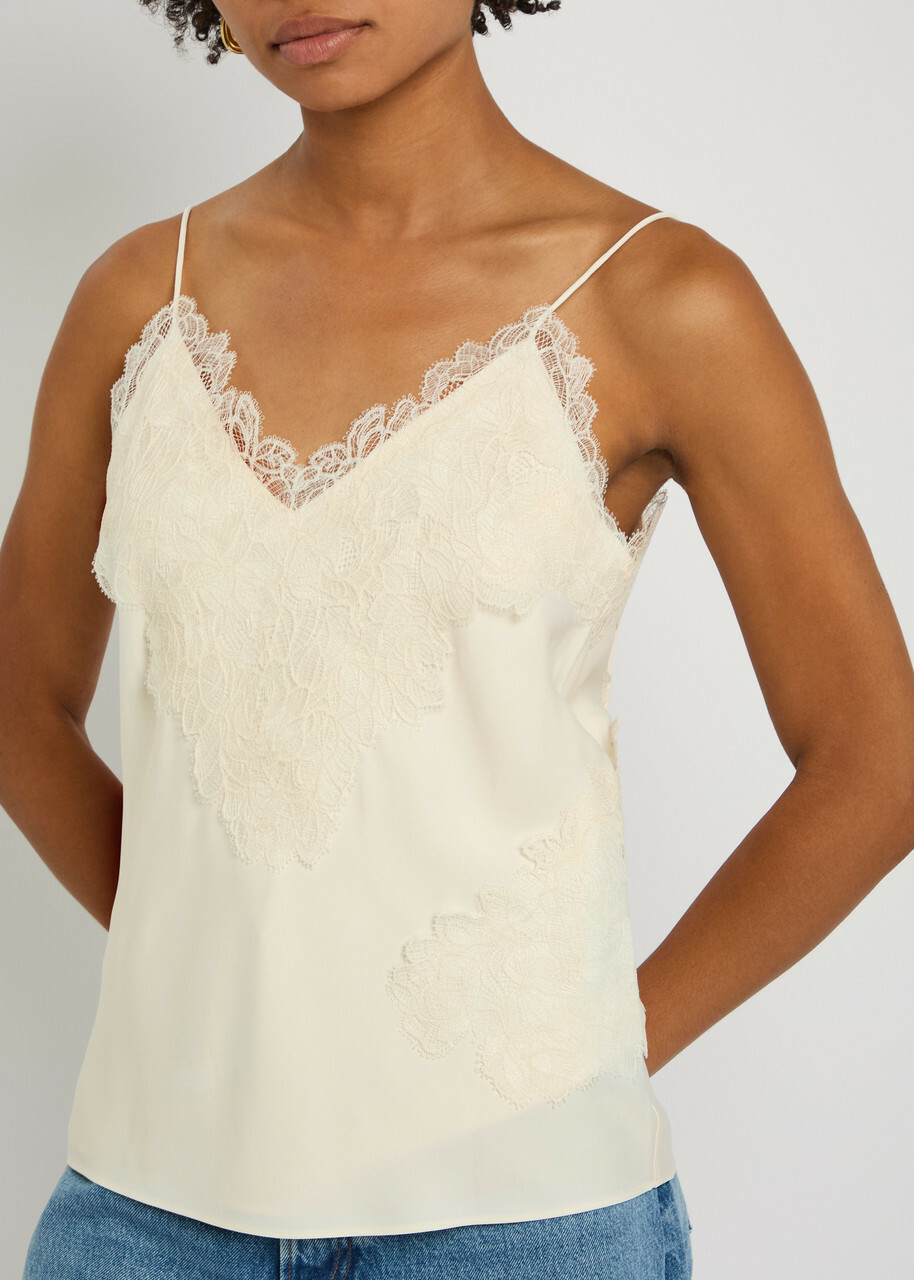 Rohe Lace-appliquéd Satin top Cream