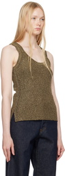 TOM FORD Gold & Brown 'Tom Ford' Metal Plaque Tank Top