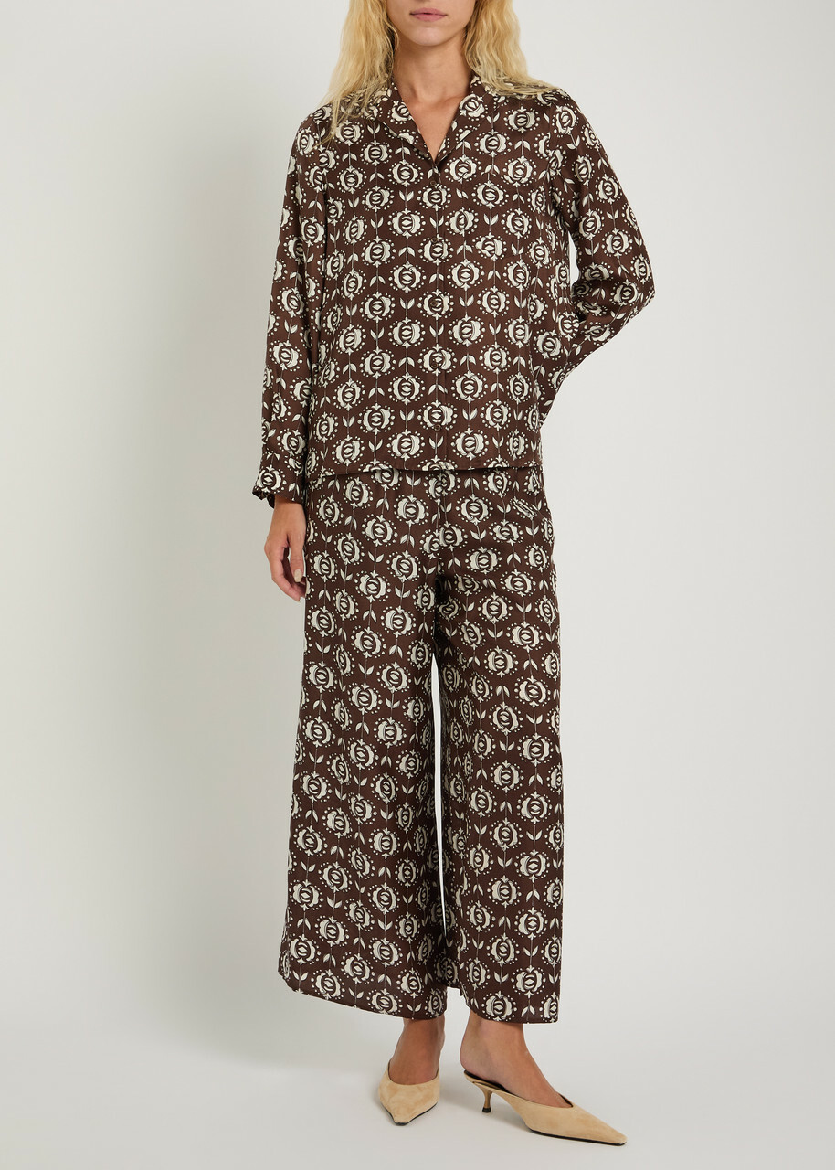 Max Mara Oncia Printed Silk Shirt Brown