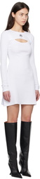 Marine Serre White Moon Logo Ribbed Jersey Minidress
