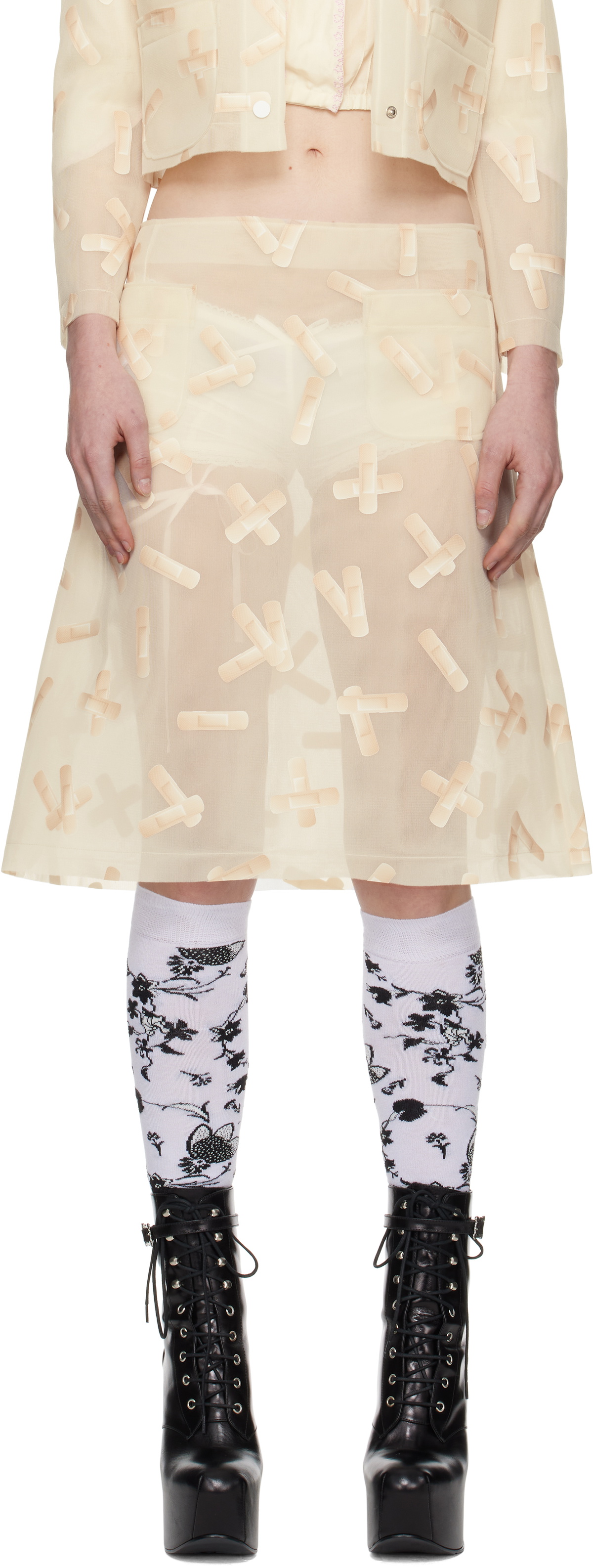 Ashley Williams Off-White Bandaid Midi Skirt