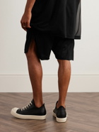 Rick Owens - Champion Beveled Pods Straight-Leg Embroidered Organic Cotton-Jersey Shorts - Black