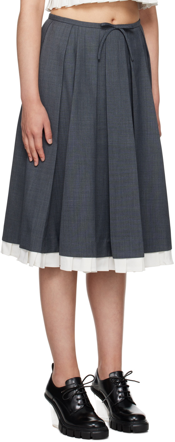 Shushu/Tong Gray Pleated Maxi Skirt