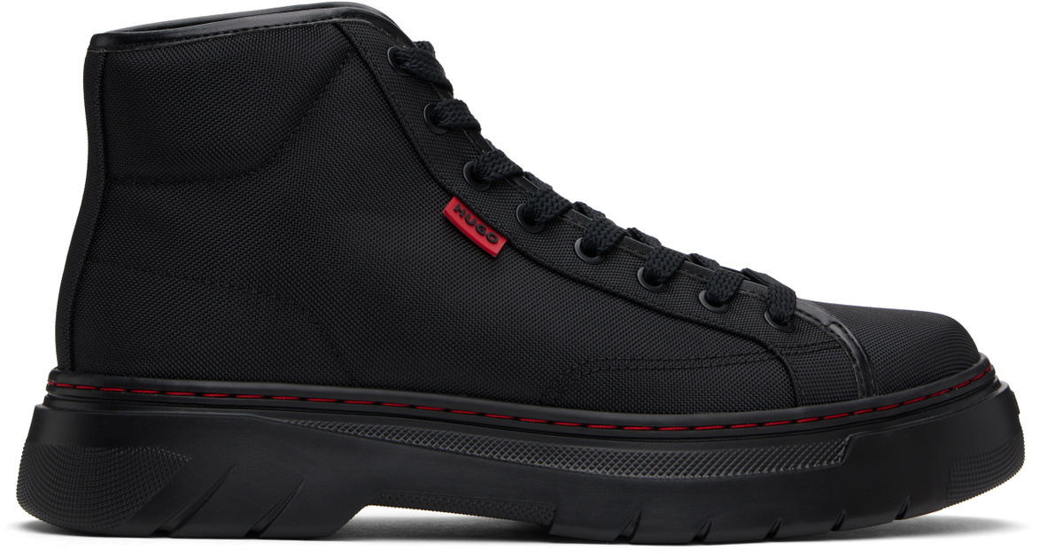 Hugo Black Structured High-Top Sneakers