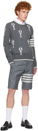 Thom Browne Gray Lobster 4-Bar Sweater