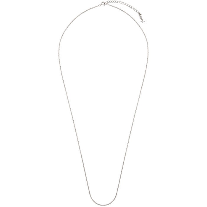 Photo: Saint Laurent Silver Small Chain Logo Clasp Necklace