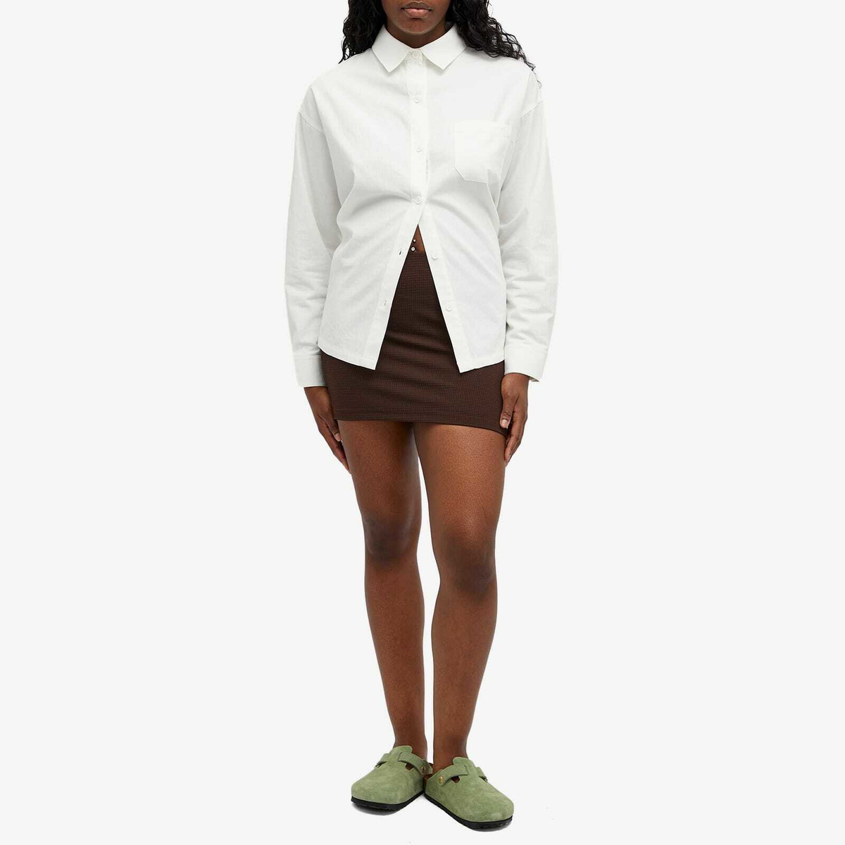 DONNI. Women's Box Weave Stretch Skirt in Espresso