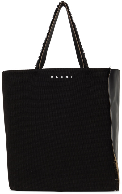 Photo: Marni Black Leather & Canvas Soft Museo Tote