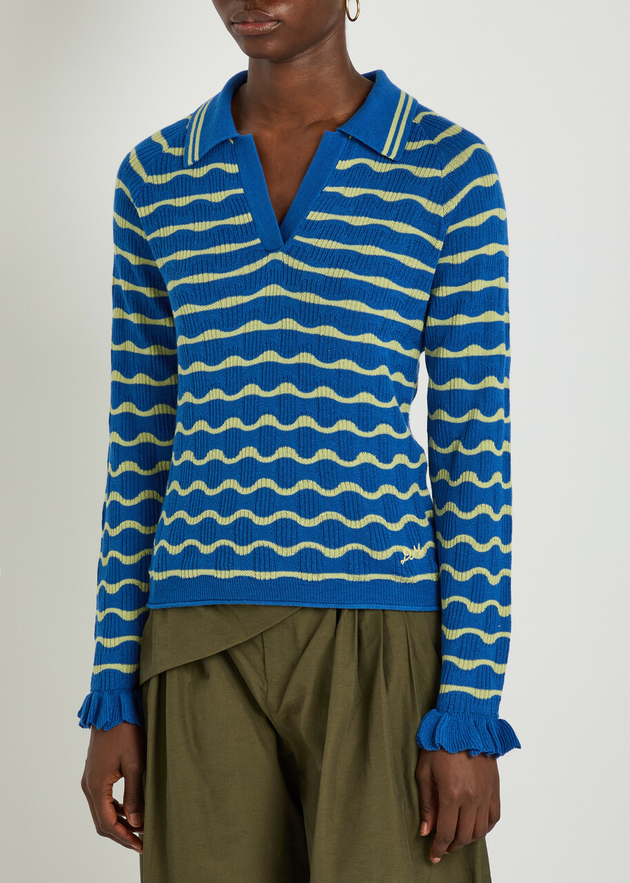 Damson Madder Silvia Cotton and Wool-blend Jumper Blue