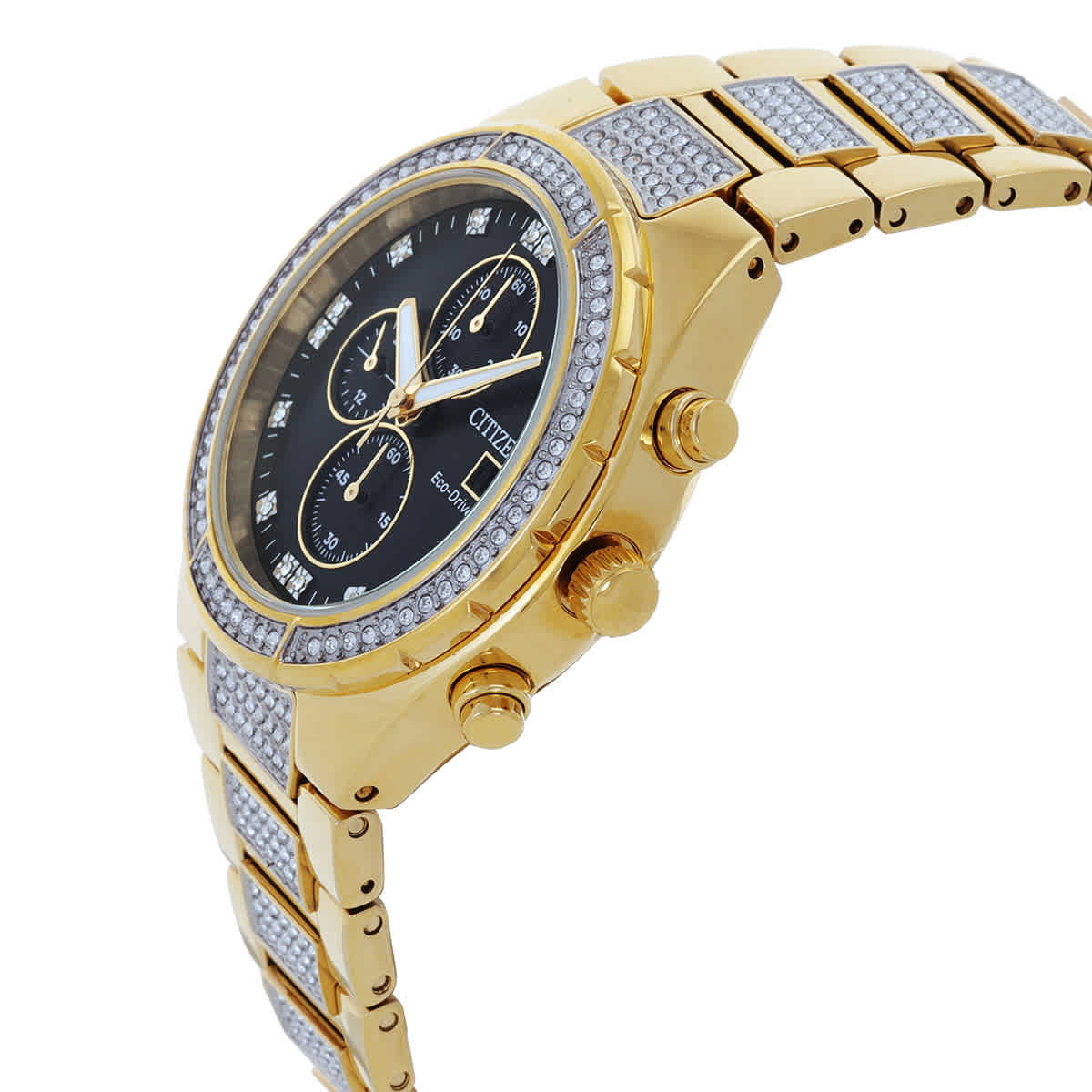 Citizen Chronograph Eco-Drive Crystal Black Dial Mens Watch CA0752-58E