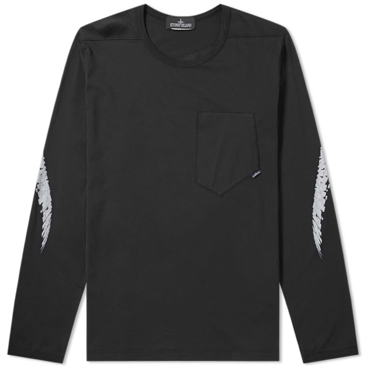 Photo: Stone Island Shadow Project Long Sleeve Back Print CXADO Tee Black