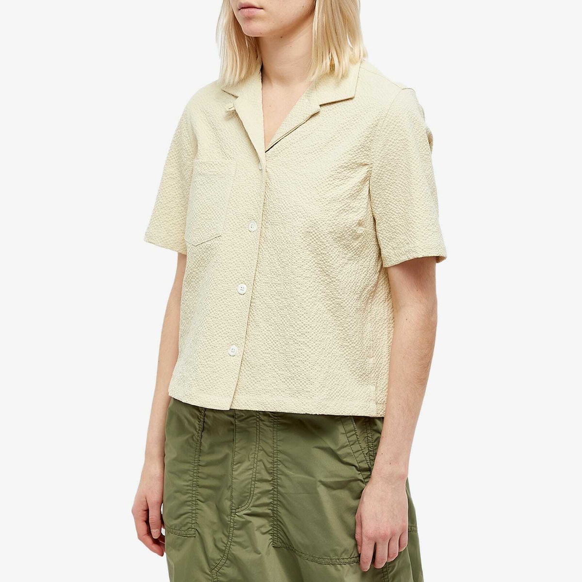 Tシャツ・カットソー HOWLIN SS23 COCKTAIL SHIRT (COCKTAILSHIRT_ECRU) Howlin by Morrison Women's Howlin' Short Sleeve Seersucker