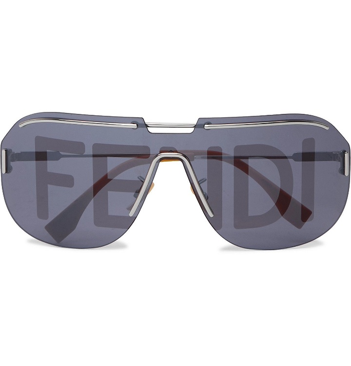 Photo: Fendi - D-Frame Logo-Print Acetate and Gold-Tone Sunglasses - Black