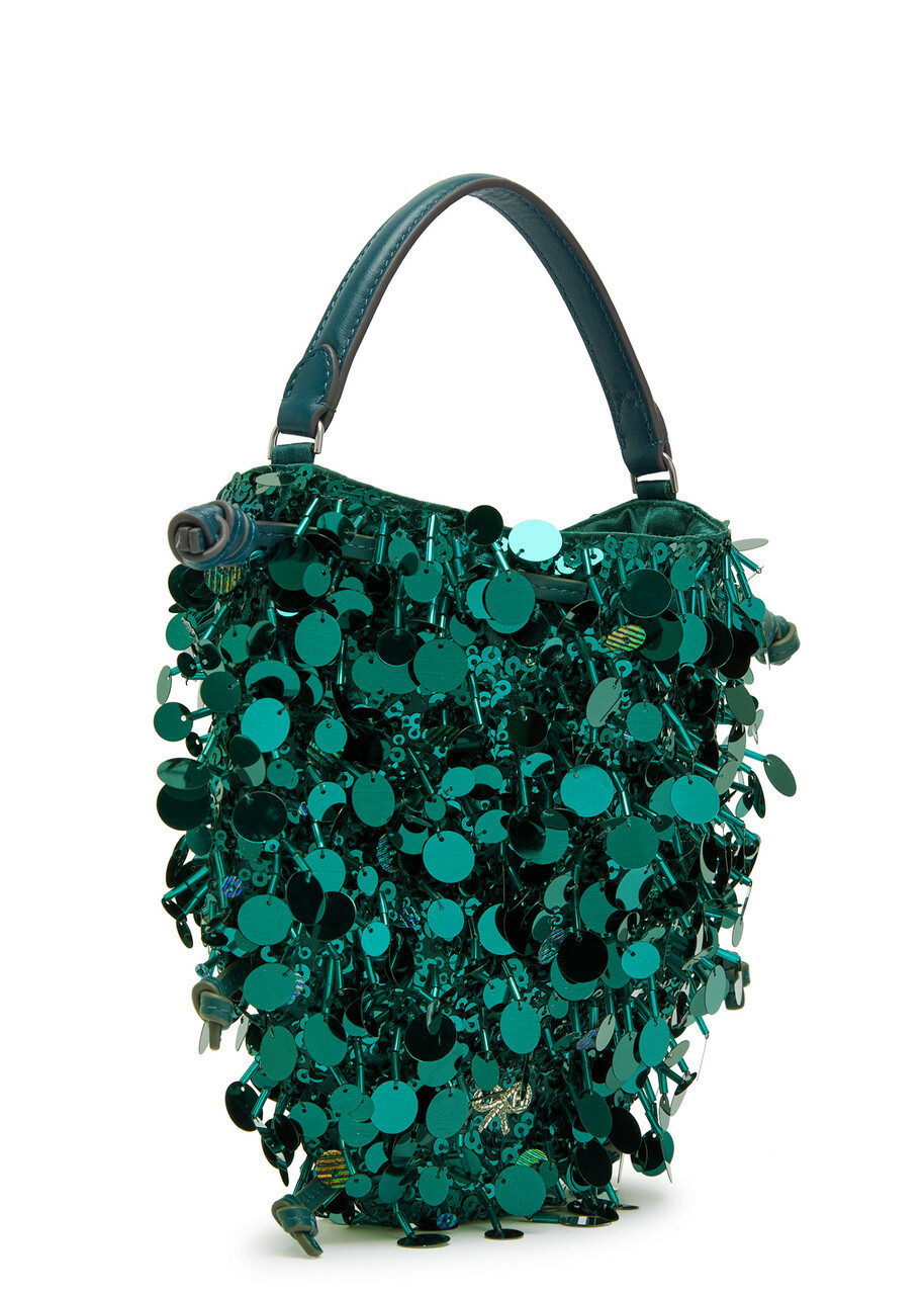 Anya Hindmarch Beetle Sequin-embellished Satin Cross-body bag - Teal - One Size