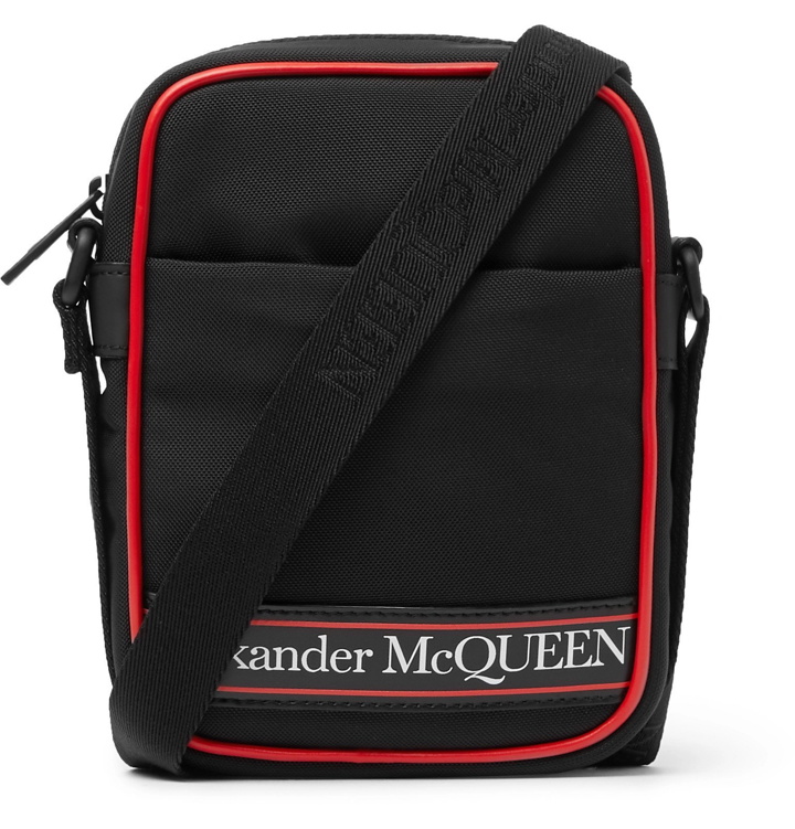 Photo: Alexander McQueen - Logo-Print Leather-Trimmed Canvas Messenger Bag - Black