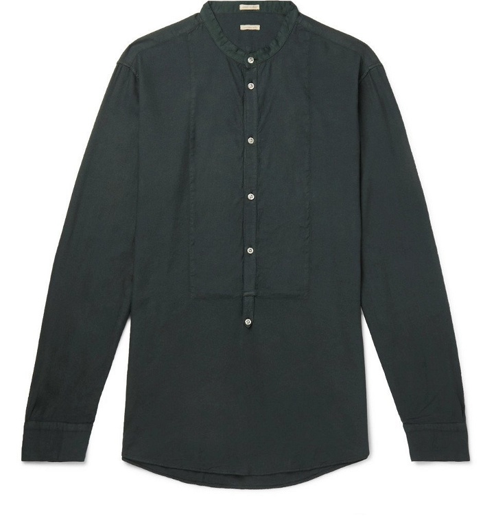 Photo: Massimo Alba - Grandad-Collar Modal and Cotton-Blend Twill Half-Placket Shirt - Men - Dark green