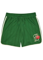 DRÔLE DE Monsieur Hibiscus Embroidered Jersey Shorts Dark Green