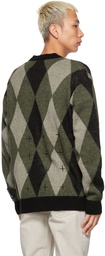 Ksubi Green Knit Argyle Old Dollar Cardigan