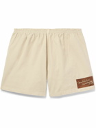 Stockholm Surfboard Club - Straight-Leg Garment-Dyed Logo-Appliquéd Cotton and Linen-Blend Twill Shorts - Neutrals