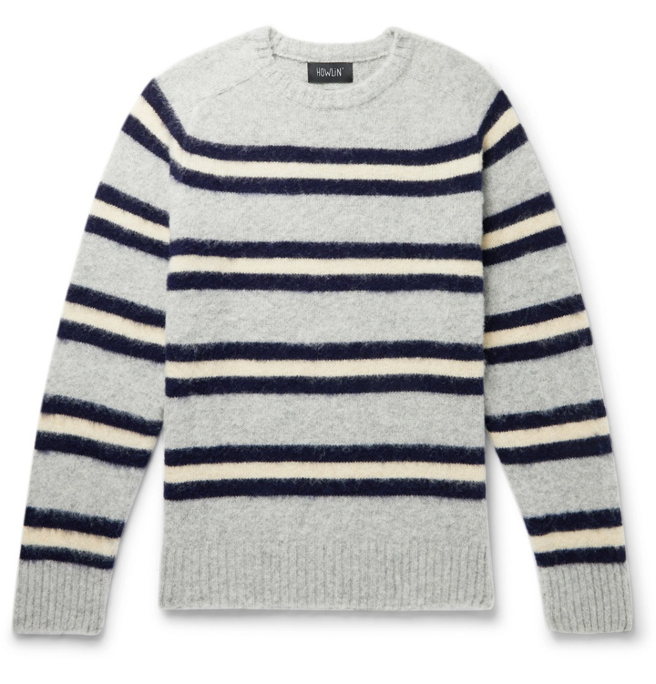 Photo: Howlin' - Isle of Magic Striped Brushed-Wool Sweater - Gray