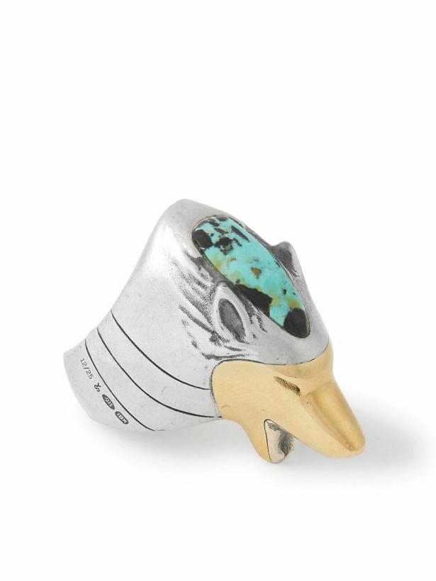 Photo: Jacques Marie Mage - Yellowstone Forever Lamar Sterling Silver, 18-Karat Gold and Turquoise Ring - Silver