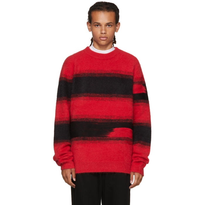 Photo: Ã‰tudes Red and Black Striped Angora Kurt Sweater 