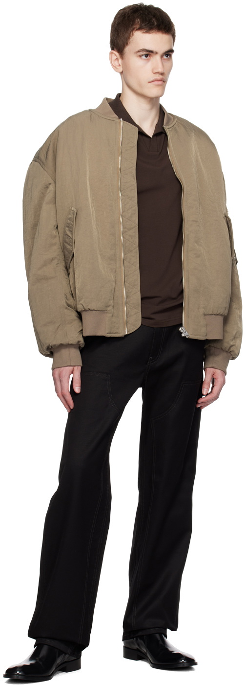 Filippa K Taupe Crinkled Bomber Jacket