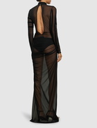 JEAN PAUL GAULTIER Draped Mesh Long Dress