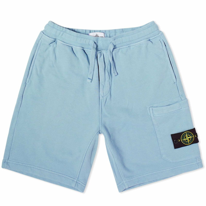 Photo: Stone Island Men's Brushed Cotton Sweat Shorts in Sky Blue
