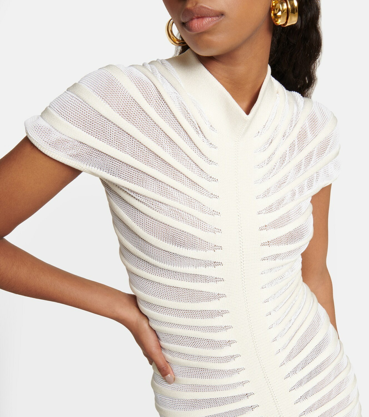 Alaïa Ruched cotton-blend maxi dress ALAÏA