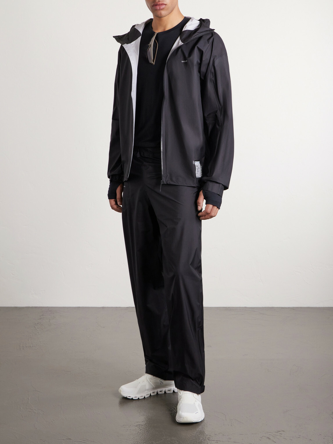 Satisfy - Straight-Leg Pertex® 3L Rain Logo-Appliquéd Recycled-Ripstop Trousers - Black