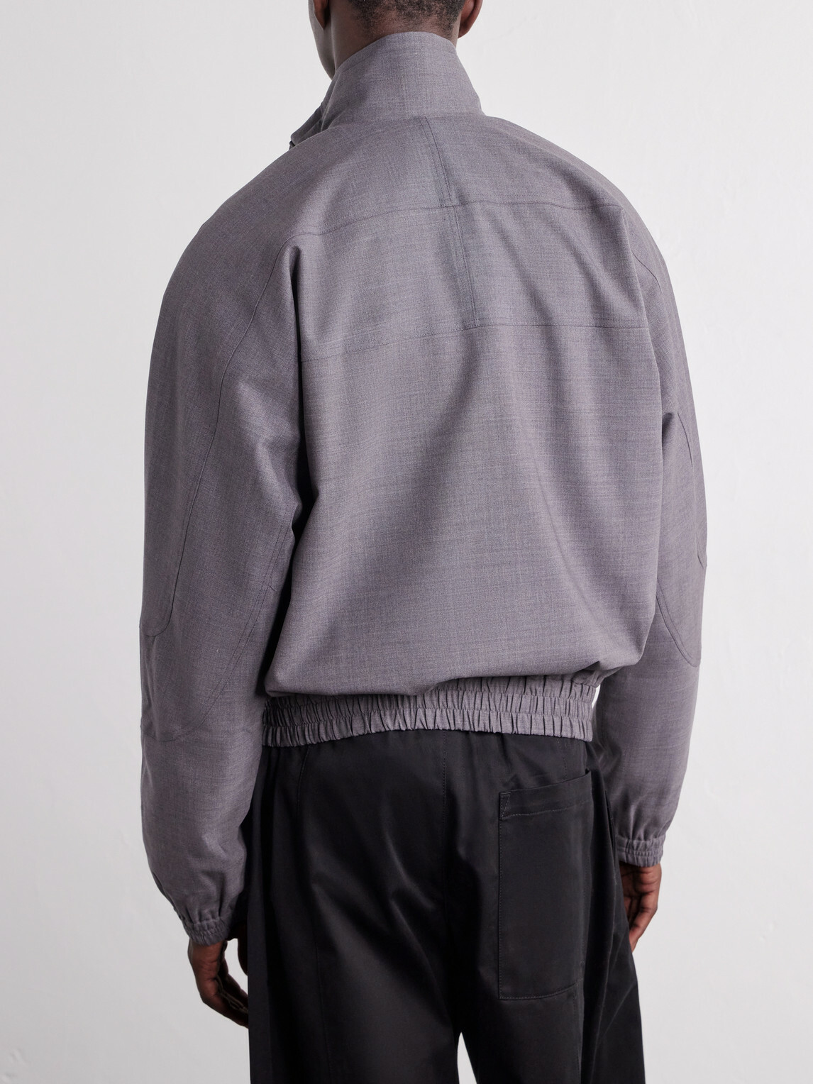 SAGE NATION - Fossil Ruched Panelled Twill Blouson Jacket - Gray