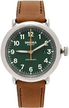 Shinola Silver & Green 'The Runwell' Automatic 45mm Watch