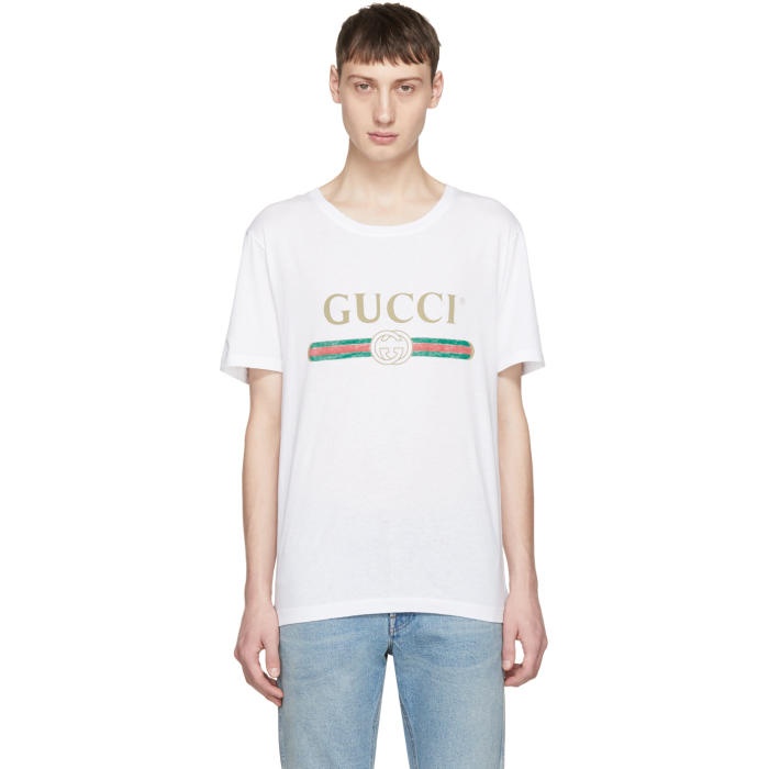 Photo: Gucci White Classic Logo T-Shirt 